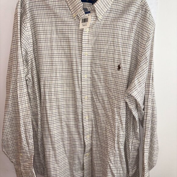 NEW NWT Polo Ralph Lauren Long Sleeve Classic Button Down Shirt 1XB Beige Brown - Picture 1 of 9
